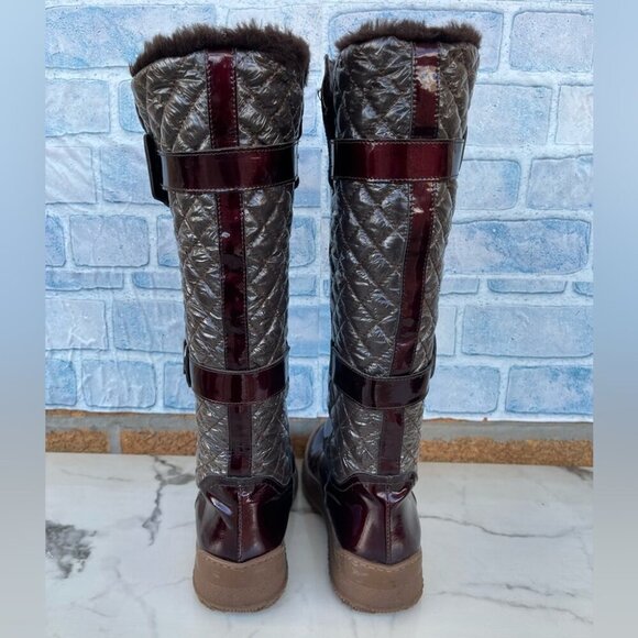 Aquatalia Avery Winter Boots Snow Shoes Womens Size 7 Brown Patent Faux Fur - Picture 5 of 10